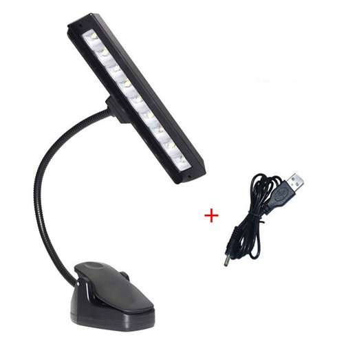 9 LED Flexible Clip-on Music Stand Reading Light Bed Table Desk Lamp Black - Picture 4 of 12