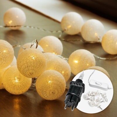 COZYHOME Lichterkette | Cotton Ball | Warmweißes Licht | LED | Farbauswahl
