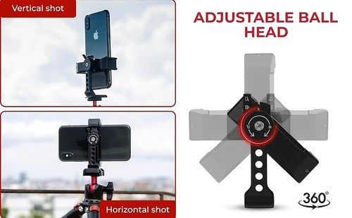 REFLEX Aluminum Phone Holder Tripod Mount with 360°, Cold Shoe, Arca Swiss Plate - Picture 10 of 15