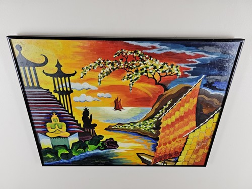 Vintage Original Signed Ken Westerfelt Oil Painting 24x18 Framed Buddhist Art - Picture 13 of 15