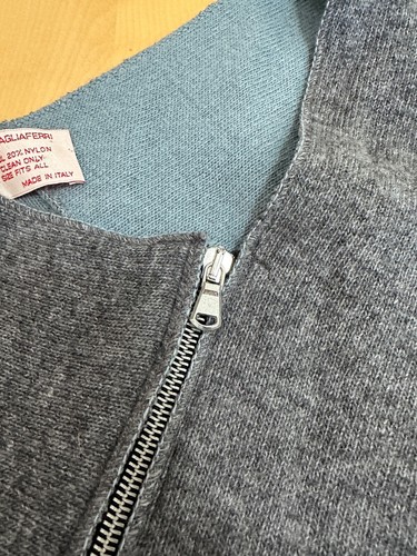 NARDI & TAGLIAFERRI WOOL BLEND CAPE GREY BLUE ASSYMETICAL ZIP WOMENS SZ OSFA - Picture 3 of 7