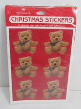 VINTAGE 1987 Hallmark Christmas Teddy Bears Stickers NIP NOS