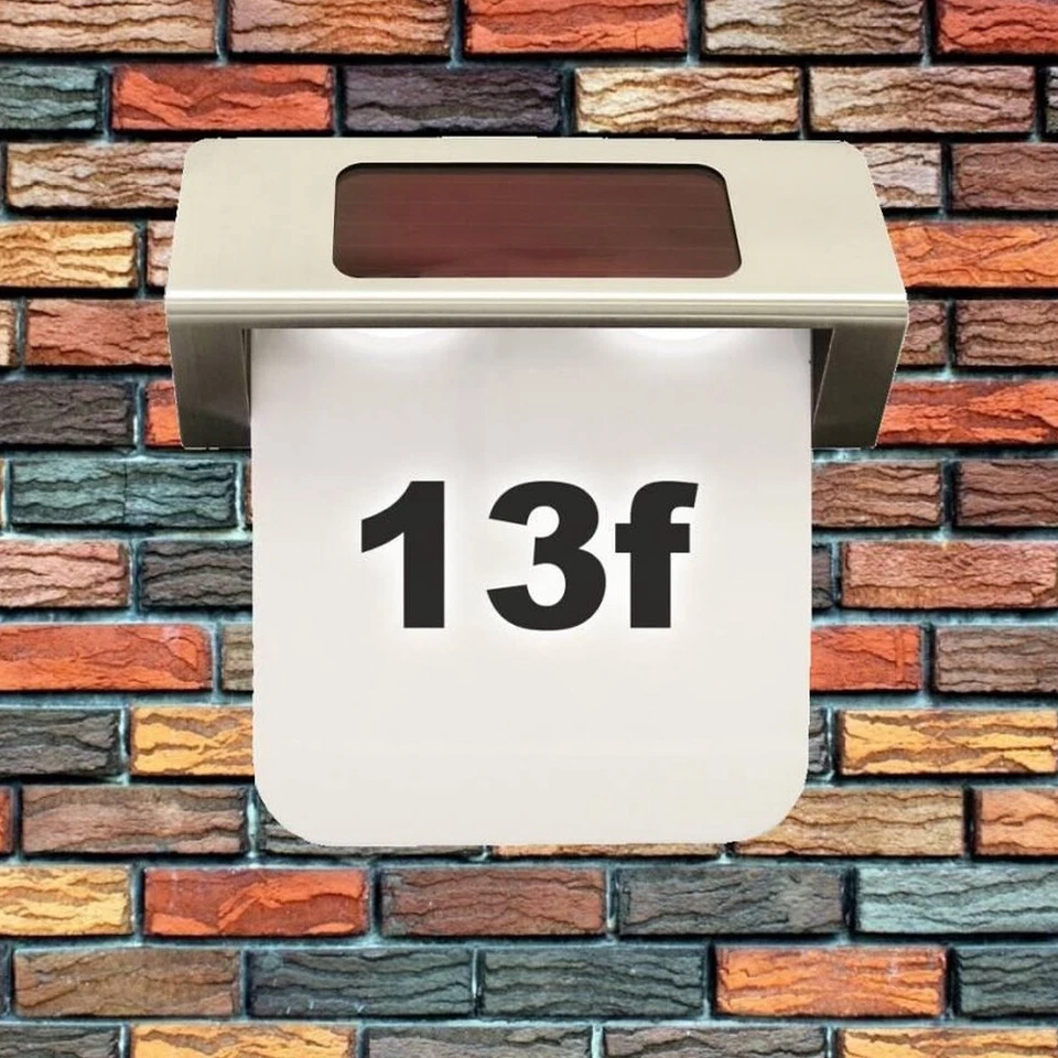 Numero Civico Illuminato LED Ricarica Energia Solare Acciaio Inox Esterno Casa - Immagine 3 di 4
