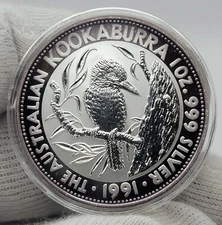1991 Australian Kookaburra 1 oz .999 Fine Silver Coin