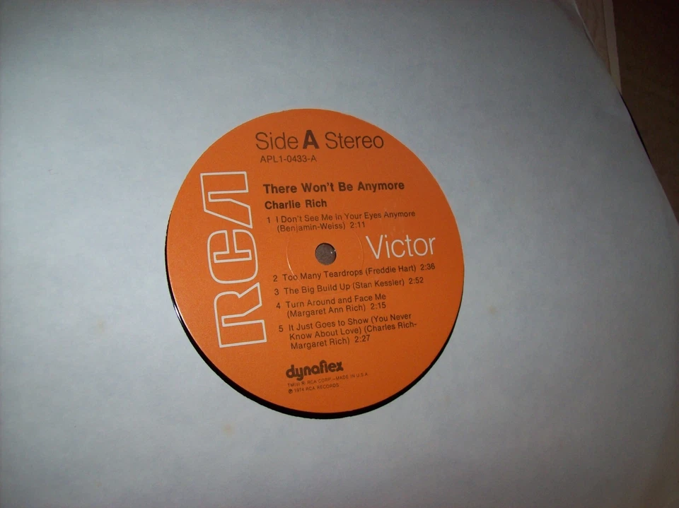 Charlie Rich There Won't Be Anymore vinyl LP record 1974 RCA Victor APL1-0433 NM - Image 3 of 4