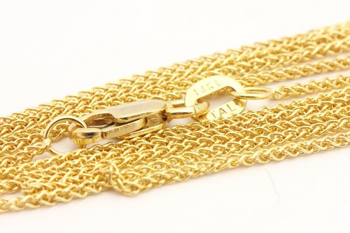 14k yellow gold round wheat chain 