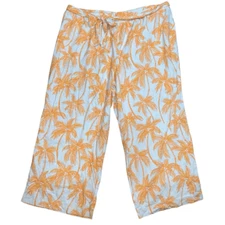 Future Collective Women's Size 3X Plus White Linen Blend Tropical Casual Pants