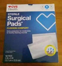 lot of 6-CVS Health Sterile Surgical Pads Comfort Extra Protection 12 ct. 5 x 9"