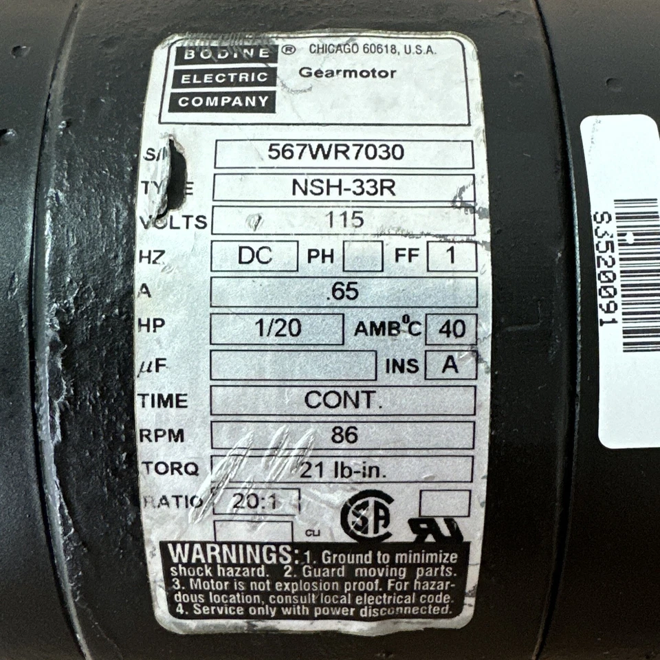 NUEVO - Motorreductor eléctrico Bodine 20:1 NSH-33R 1/20HP || ENVÍO RÁPIDO 🇺🇸 Foto 2 de 4