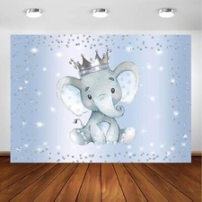 Avezano Boy Elephant Backdrop for Baby Shower Party Photography Background Blue