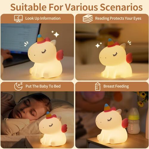 Unicorn Night Light for Kids - Cute Nursery Night Light, LED Squishy Modern - Picture 7 of 7