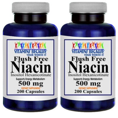 Flush-Free Niacin 500mg Inositol Hexanicotinate 2X200 Vitamin B3 Nicotinamide