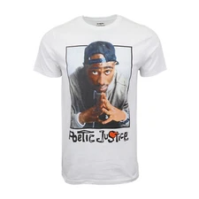 POETIC JUSTICE TUPAC WHITE GRAPHIC PHOTO TEE OFFICIAL ITEM