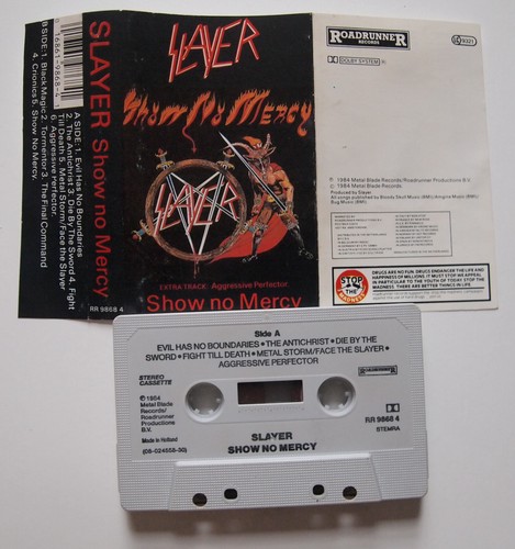 SLAYER - SHOW NO MERCY (ROADRUNNER RR98684) 1984 EUROPE CASSETTE - TEXTURED - Picture 2 of 3