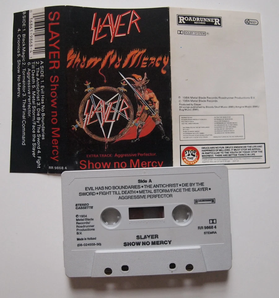 SLAYER - SHOW NO MERCY (ROADRUNNER RR98684) 1984 EUROPE CASSETTE - TEXTURED - Image 2 of 3