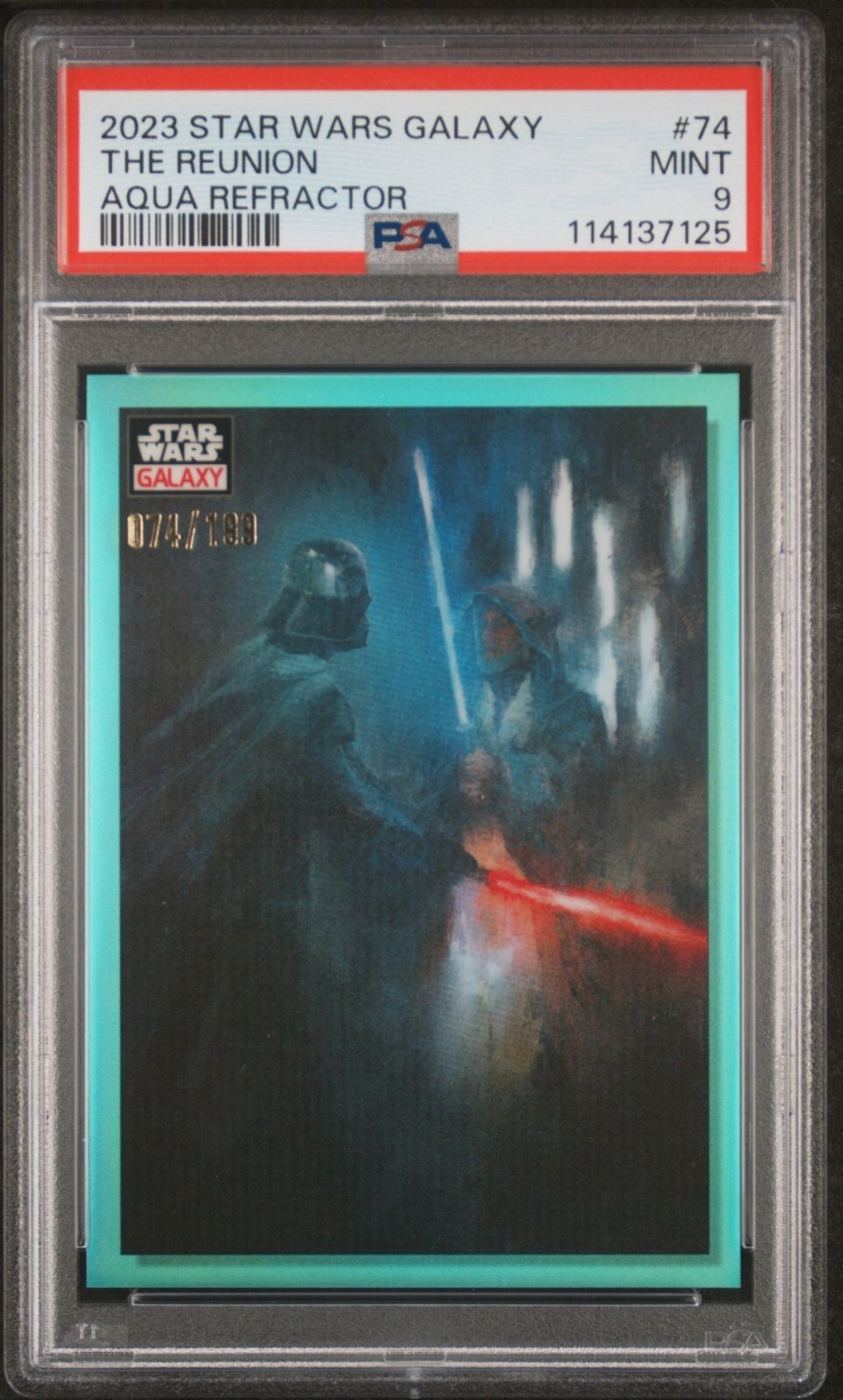 2023 Topps Chrome Star Wars Galaxy The Reunion Aqua Refractor /199 PSA 9 #74