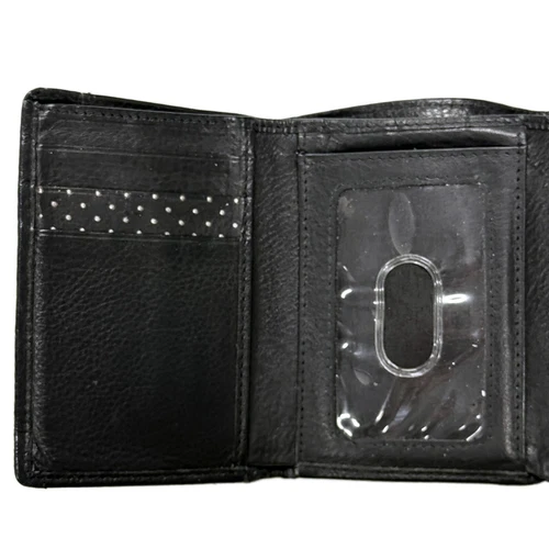 Buxton Lot of 2 Black Mens Trifold Leather Wallet & Slim Front Pocket ID - Picture 6 of 10