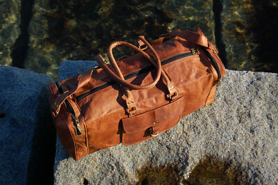 Sac De Voyage En Cuir Vintage - Grand Duffle Weekend Homme/femme, Marron
