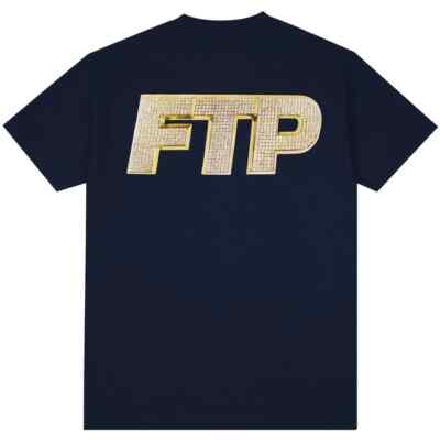 Fuckthepopulation FTP Bling Logo T-shirt Navy Blue Color Small