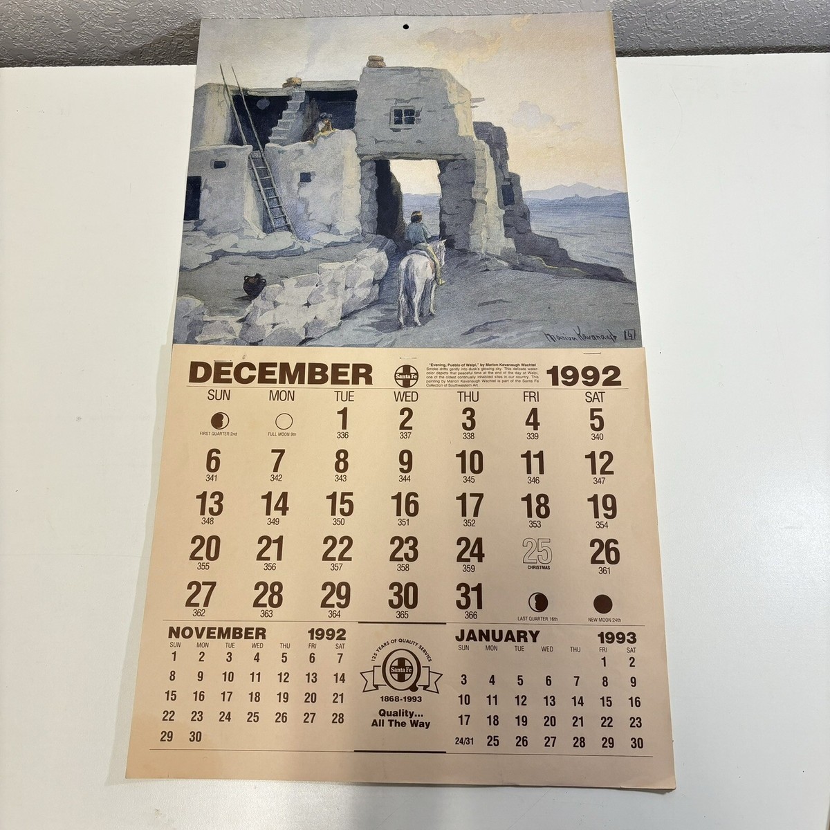 ATSF VTG 1993 Santa Fe Railway Color Calendar Pages Intact