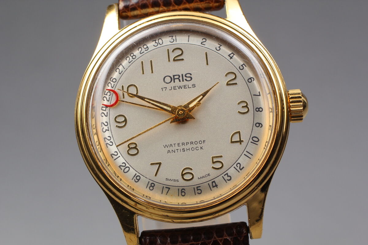 Vintage Oris Pointer Date 302-7285B Hand Winding Gold Mens Vintage Oris Pointer Date 302-7285B Hand Winding Gold Mens