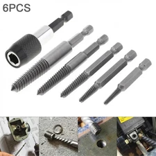 6Pcs Stud Screw Extractor Remover 1/4 Inch Hex Shank Damaged Bolt Drill Bit Tool