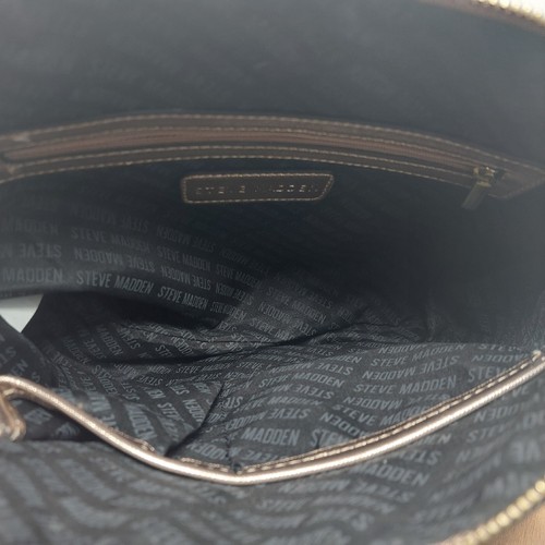 Steve Madden Rose Gold Metallic Satchel Bag Wristlet Crossbody Chain Strap - Picture 12 of 16