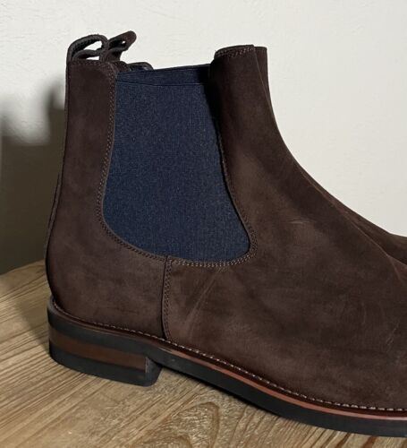Stivaletti Chelsea Trask Made in Italy Marrone Pelle Scamosciata Uomo 11 M Vibram NUOVI - Foto 2 di 11