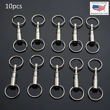 10 PCS - Quick Release Keychain Dual Detachable Pull Apart Key Ring Fob Holder