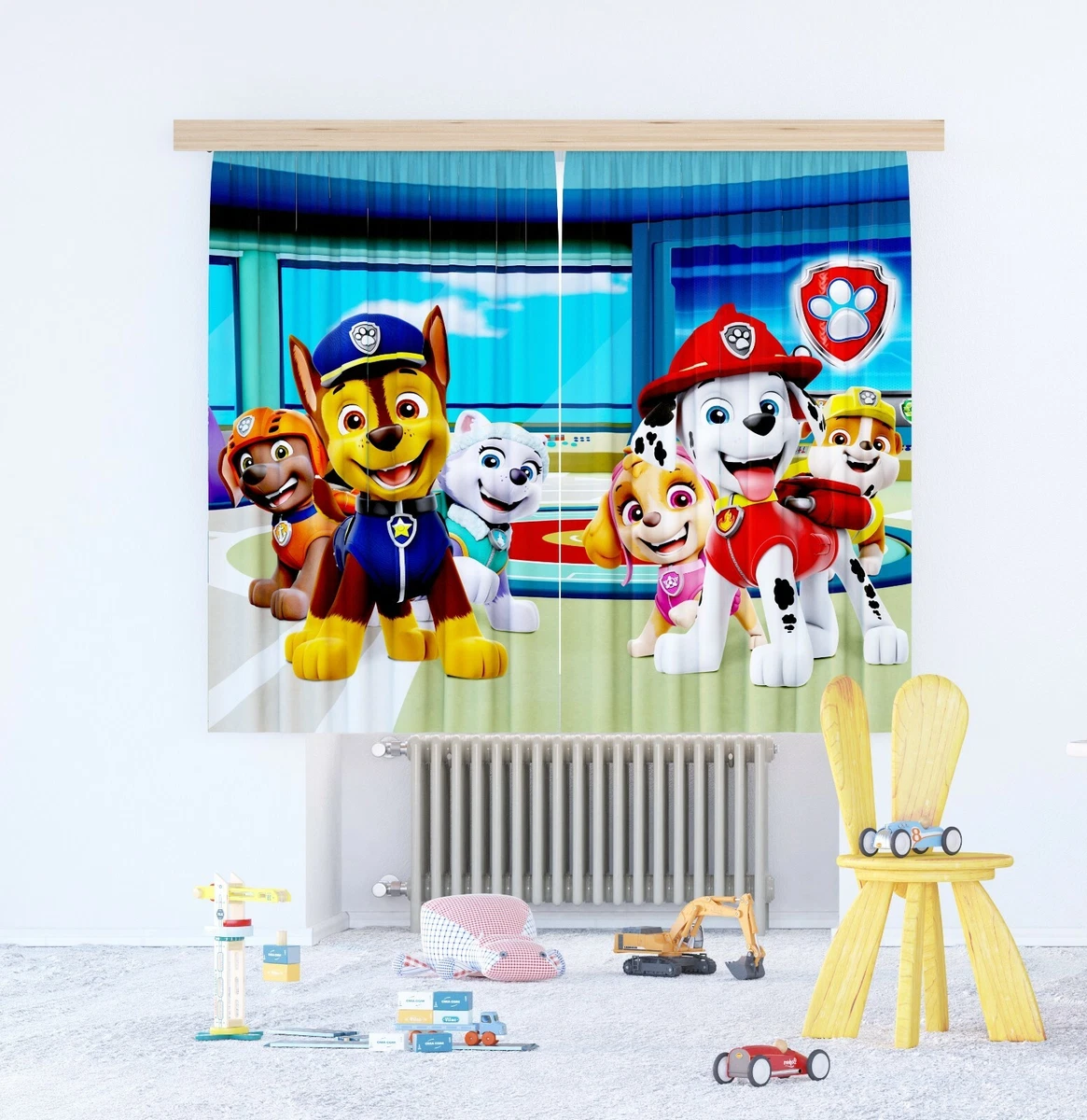 Pair of ready made curtains children s bedroom Paw Patrol 180x160cm nursery