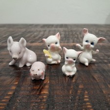 Miniature Pig Piglet Figurines Pink White Lot...