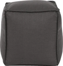 Charcoal Square Pouf Ottoman, Polyester Cover