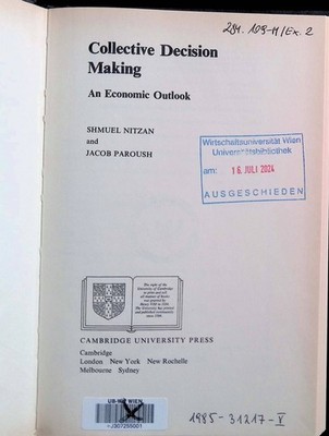 Collective Decision Making: An Economic Outlook Nitzan, Shmuel and Jacob 2243822