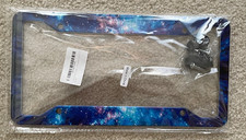 New 1 Galaxy License Plate Frame Tag Holder Aluminum Metal Blue Starry Night Sky