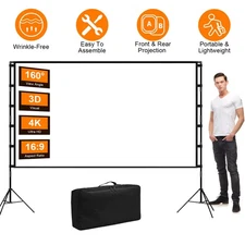 Portable Projector Screen with Stand 16:9 Indoor Outdoor Front Rear Projection