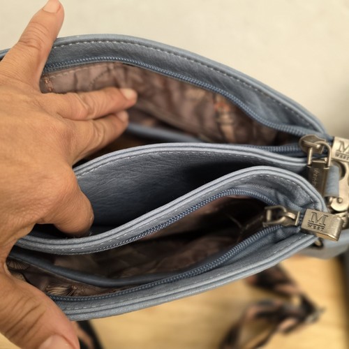 Montana West Women’s Blue Dual Compartments Western Crossbody Purse | Leopard - Picture 6 of 11