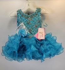 Little Rosie Blue Rhinestone Pageant Dress W/Matching Accessories 24 Months