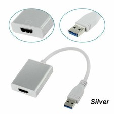 HD 1080P USB 3.0 to HDMI Video Cable Adapter For PC Laptop HDTV LCD Silver