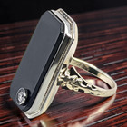ESTATE 14K YELLOW & WHITE GOLD BLACK ONYX DIAMOND SIGNET RING SIZE 3.25 #7999 — photo 3