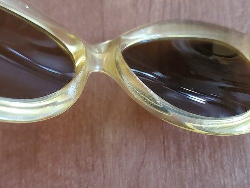 France 1960s Audrey Style Beautiful Chic Translucent Frame Womens Sunglasses - Picture 9 of 15