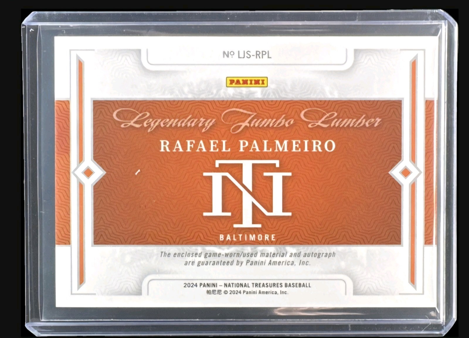 Rafael Palmeiro #24 /41 - Panini National Treasures AUTO Patch   view 2