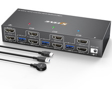 KVM Switch 2 Monitore 3 PC HDMI, KCEVE 4K@60Hz Dual Monitor USB 3.0 KVM Umschalt