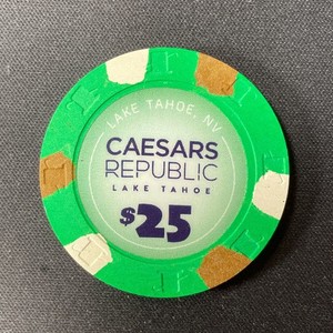 Caesars Republic Lake Tahoe Nevada $25 casino chip 2025 rack poker opened August
