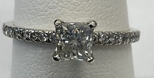 GIA Princess Cut Diamond Engagement Ring 0.73ct 14K White Gold-Free Shipping