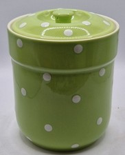 2007 SPODE Lime Green With White Dots Lidded Canister x 1  Baking Days READ