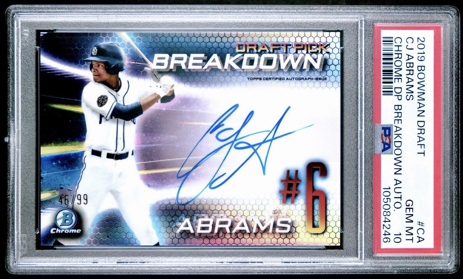 CJ Abrams 2019 Bowman Draft #CDA-CA Chrome DP Auto (1st) Price 