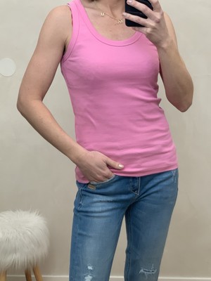 FREE/QUENT  Basic Top Rippenstrick Fuchsia Pink versch. Größen (O5) H