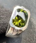 Genuine Peridot Wedding Ring 925 Sterling-Silver Ring Handmade Ring Men's Rings