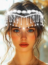 Crystal Wedding Tiara Silver Tassel Tiaras Headband Prom Hair Accessories