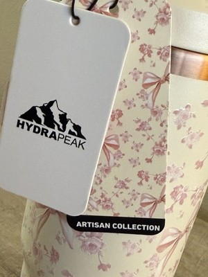 HYDRAPEAK Artisan Collection Ivory Pink Roses Bows 32 Oz Tumbler